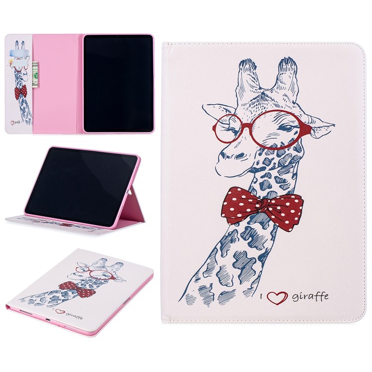 

Шаблон Печати Кожаный Подставка Флип-чехол Для Ipad Pro 11-inch (2018) - Жираф В Очках, iPad Pro 11-inch (2018)