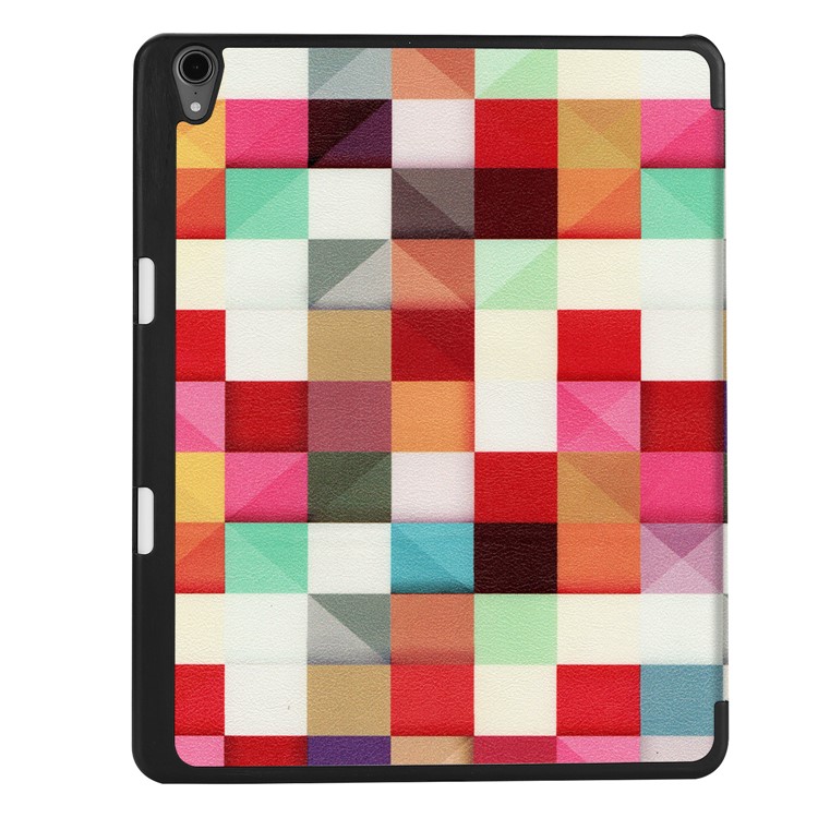 Pattern Printing Tri-fold Stand Leather Smart Tablet Casing for iPad Pro 12.9-inch (2018) - Colorized Checks-3