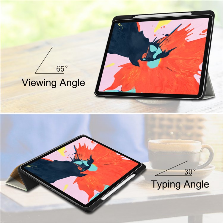 Pattern Printing Tri-fold Stand Leather Smart Tablet Casing for iPad Pro 12.9-inch (2018) - Colorized Checks-5