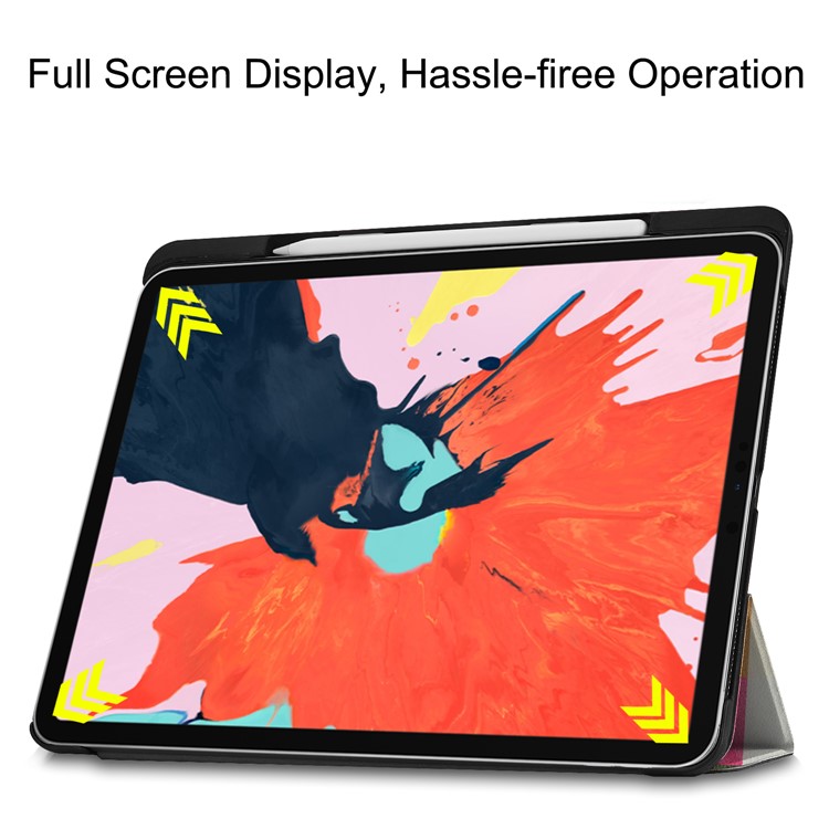 Pattern Printing Tri-fold Stand Leather Smart Tablet Casing for iPad Pro 12.9-inch (2018) - Colorized Checks-6