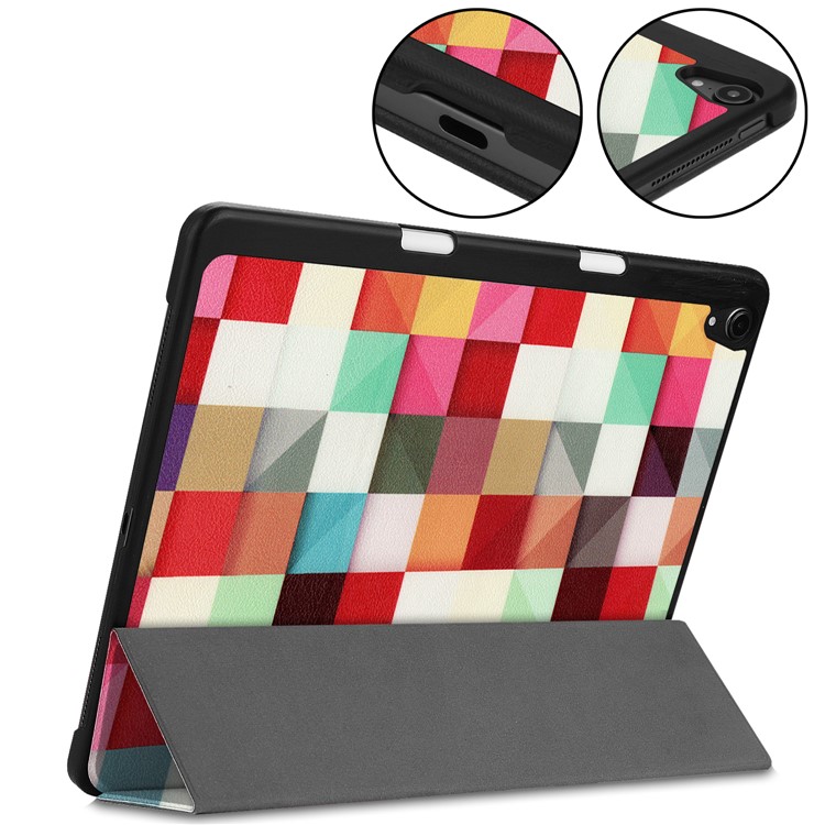 Pattern Printing Tri-fold Stand Leather Smart Tablet Casing for iPad Pro 12.9-inch (2018) - Colorized Checks-7