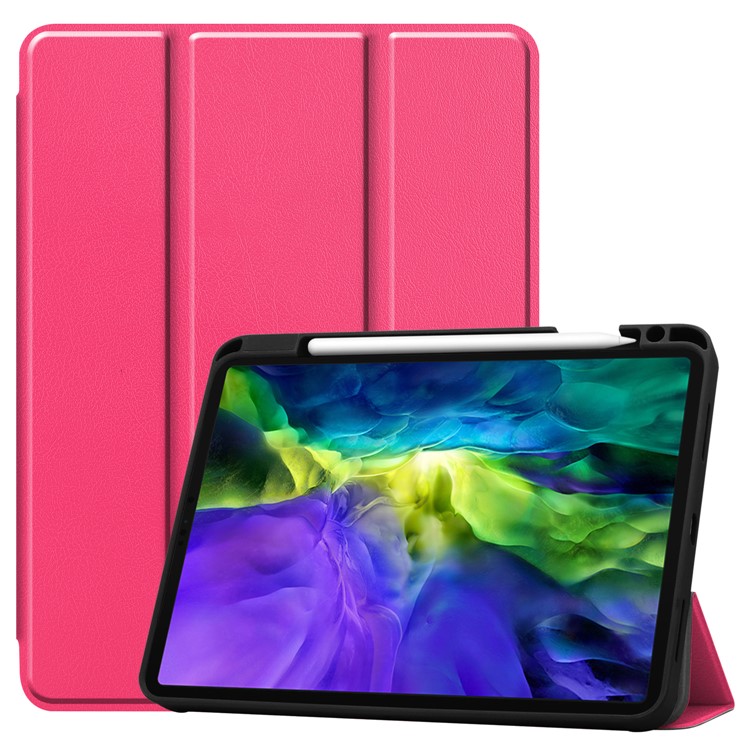 Трижды складной кожаный чехол с чехлом для ручек для ipad pro 11-inch (2018) - роза