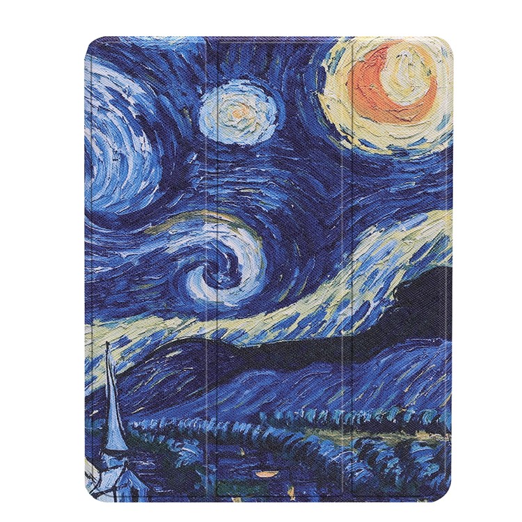 Pattern Printing Leather Smart Case with Tri-fold Stand for iPad Pro 11-inch (2018) - Oil Painting-2