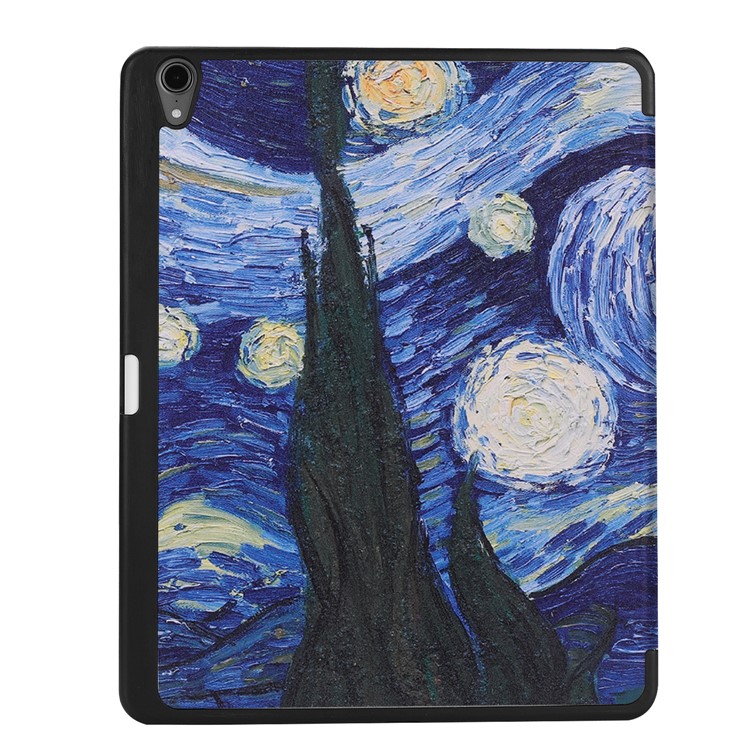 Pattern Printing Leather Smart Case with Tri-fold Stand for iPad Pro 11-inch (2018) - Oil Painting-3