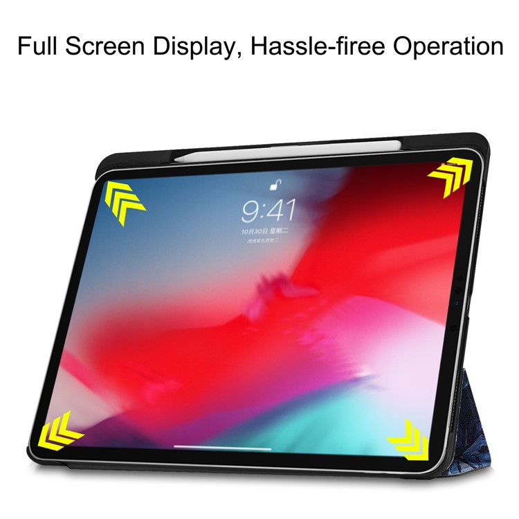Pattern Printing Leather Smart Case with Tri-fold Stand for iPad Pro 11-inch (2018) - Oil Painting-6