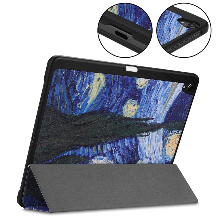 Pattern Printing Leather Smart Case with Tri-fold Stand for iPad Pro 11-inch (2018) - Oil Painting-7