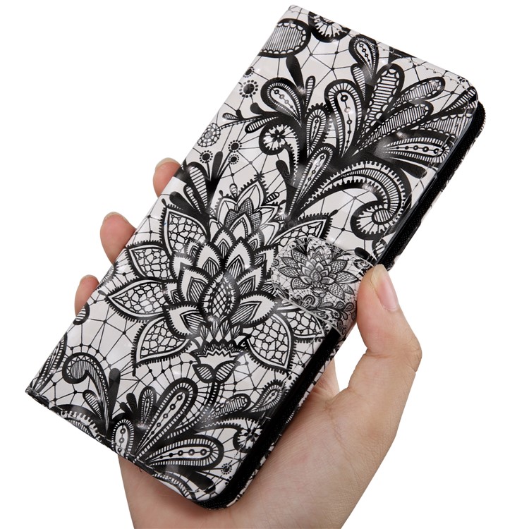 Pattern Printing PU Leather Protection Mobile Phone Case Cover for iPhone XR 6.1 inch - Lace Flower-5