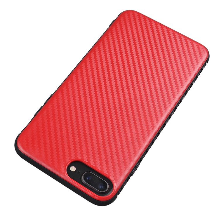 

Carbon Fiber Texture Phone Case Ultra-thin PC TPU Hybrid Back Case for iPhone 8 Plus / 7 Plus - Red, iPhone 8 Plus