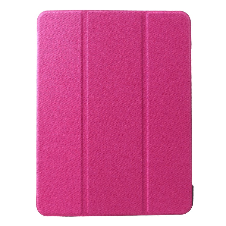 

Tri-fold Stand Canvas Leather Smart Case Cover with Stylus Pen Slot for iPad Pro 11-inch (2018) - Rose, iPad Pro 11-inch (2018)