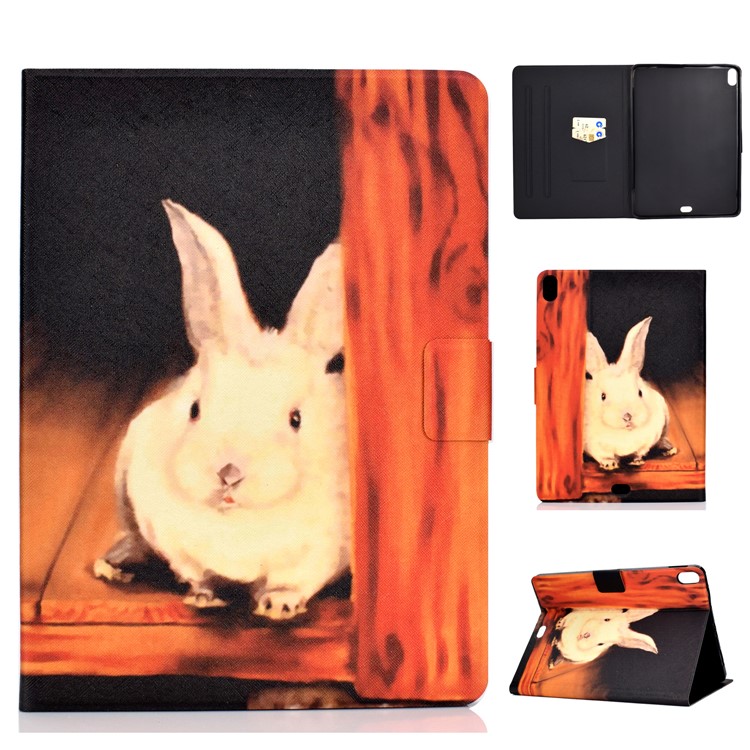

For iPad Pro 11-inch (2018) Pattern Printing Leather Case with Card Slots and Stand - Cute Rabbit, iPad Pro 11-inch (2018)