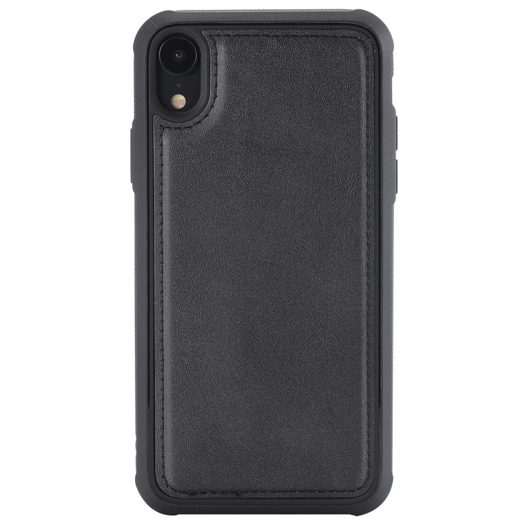 

Anti-drop PU leather Coated TPU Cover (Built-in Magnetic Holder Metal Sheet) for iPhone XR 6.1 inch - Black, iPhone XR