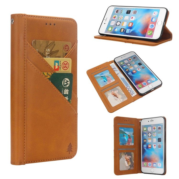 

PU Leather Protection Phone Shell with [Card Holder / Stand] for iPhone 6s Plus / 6 Plus 5.5-inch - Brown, iPhone 6s Plus