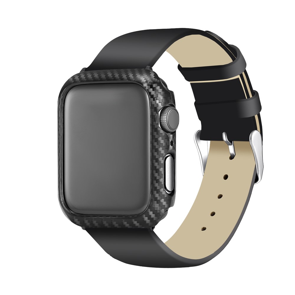 HAT PRINCE for Apple Watch Series 4 44mm Carbon Fiber Texture TPU Protective Case + 3D Full Size Curved Hot Bending HD Clear PET Film-4