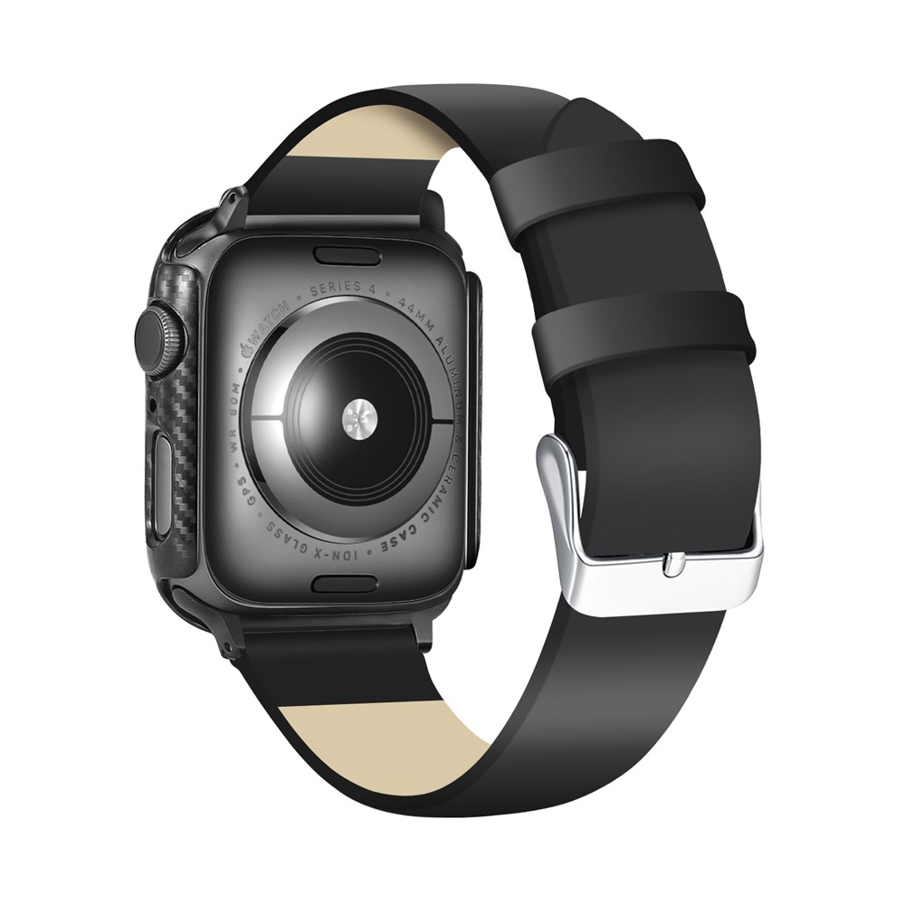 HAT PRINCE for Apple Watch Series 4 44mm Carbon Fiber Texture TPU Protective Case + 3D Full Size Curved Hot Bending HD Clear PET Film-5