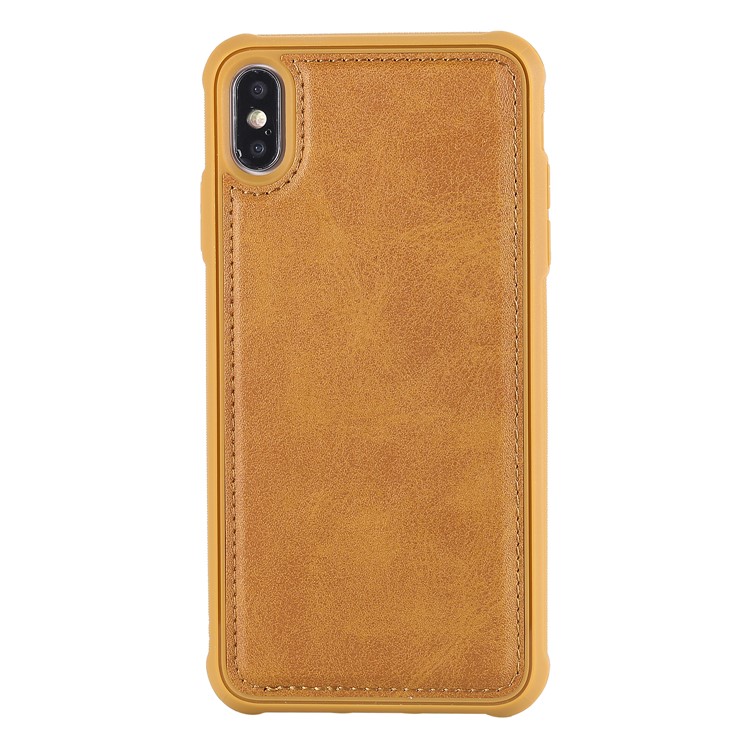 

Anti-drop PU leather Coated TPU Shell (Built-in Magnetic Holder Metal Sheet) for iPhone XS Max 6.5 inch - Brown, iPhone XS Max