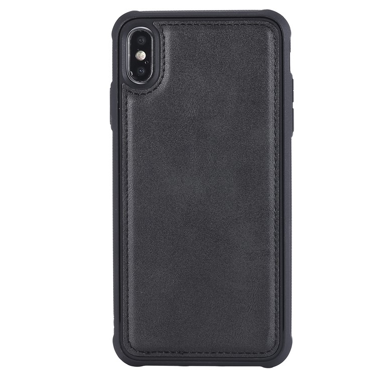 

Anti-Drop PU Кожаный Корпус TPU (встроенный Магнитный Держатель Металлический Лист) Для Iphone XS Макс 6.5 Дюймов - Черный, iPhone XS Max