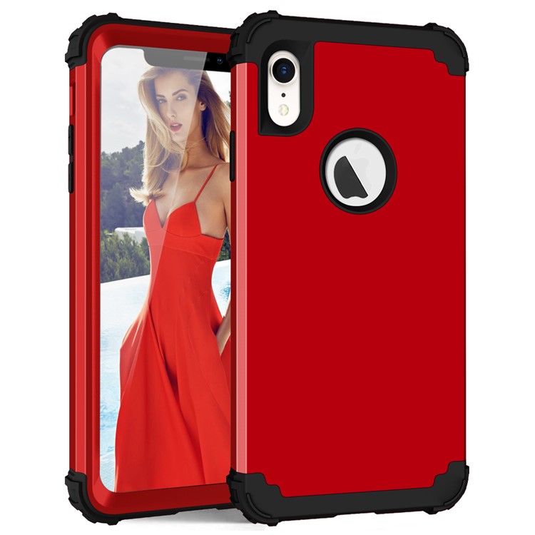 

3-х Частей PC + Силиконовый Ударопрочный Гибридный Корпус Для Iphone XR 6.1 Дюймов - Красный / Черный, iPhone XR
