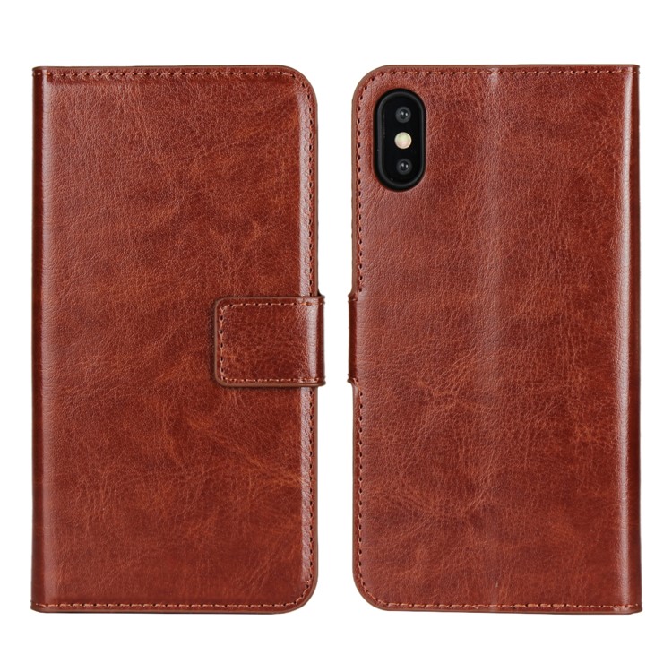 

Сумасшедший Кошелек Кожаный Подставка Для Мобильного Корпуса Для Iphone XS 5,8 Дюйма - Коричневый, iPhone XS 5.8 inch