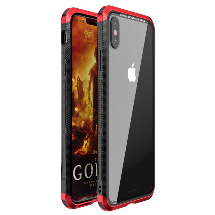 

LUPHIE Double Dragon Tempered Glass Back + PC Metal Case for iPhone XS 5.8 inch - Red, iPhone XS 5.8 inch