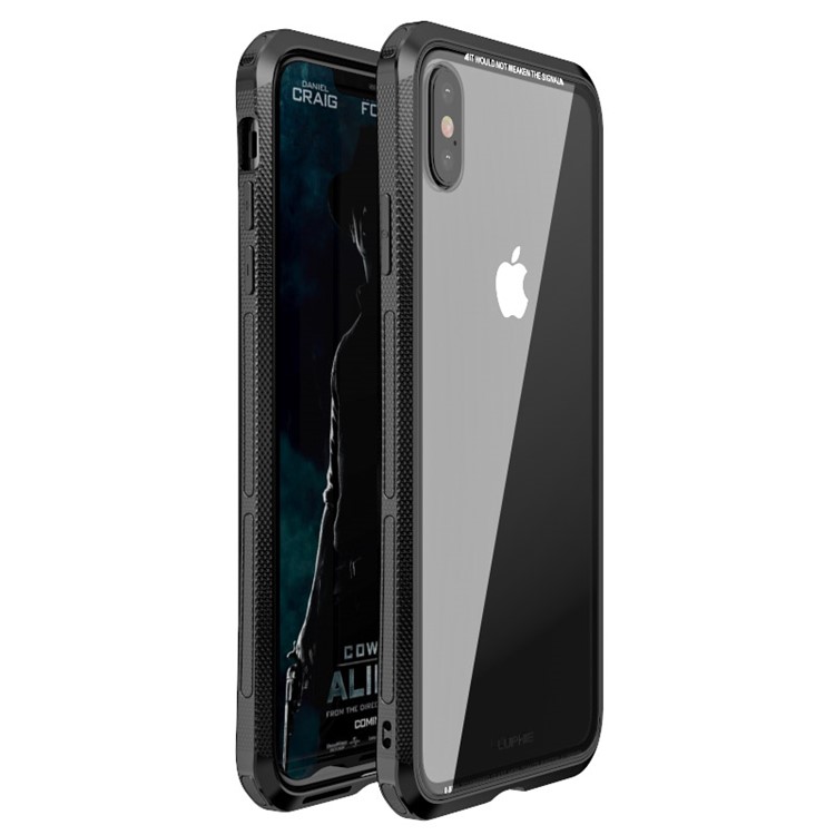 Luphie для iphone x 5.8-дюймовый двойной дракон гибридная крышка из закаленного стекла + металлический корпус для пк - черный