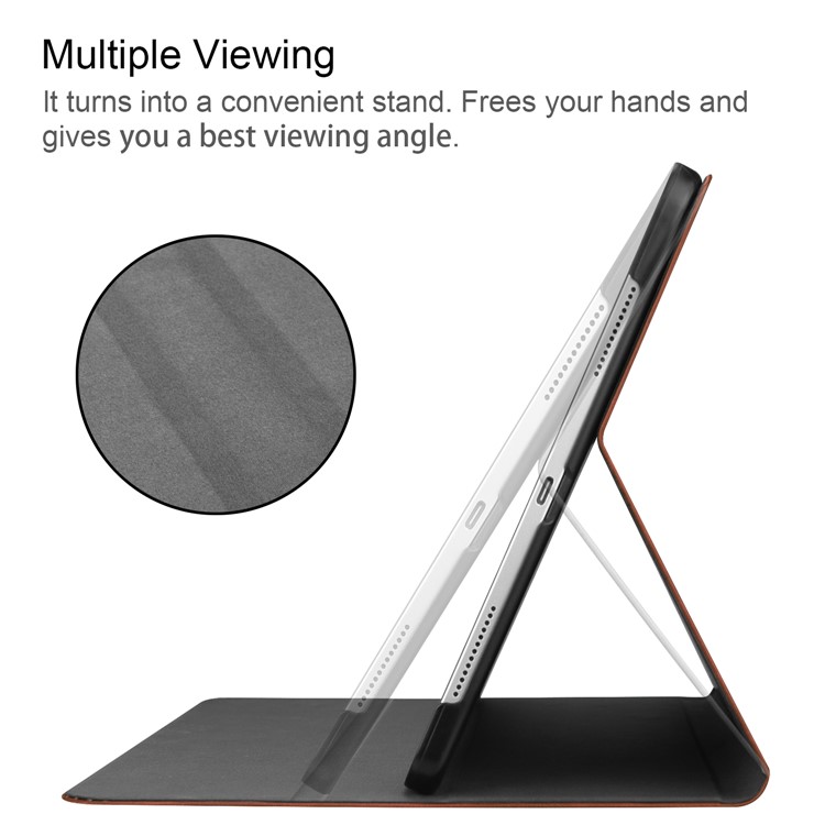 PU Leather Smart Stand Case with Pen Slot for iPad Pro 11-inch (2018) - Brown-4