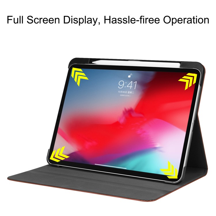 PU Leather Smart Stand Case with Pen Slot for iPad Pro 11-inch (2018) - Brown-5