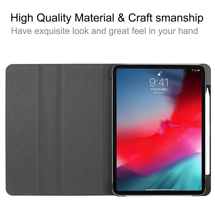 PU Leather Smart Stand Case with Pen Slot for iPad Pro 11-inch (2018) - Brown-8