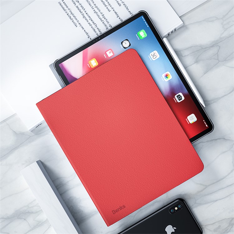 

BENKS Smart PU Кожаный Защитный Чехол Для Ipad Pro 12,9-дюймовый (2018) - Красный, iPad Pro 12.9 (2018)