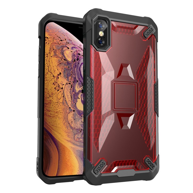 

Задняя Крышка Гибридного ПК TPU Ударопрочная Для Iphone XS Max 6,5 Дюймов - Черный / Красный, iPhone XS Max