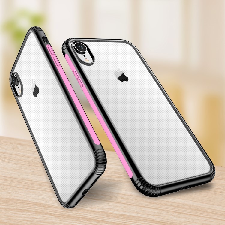 

Color-bar Clear PC and TPU Hybrid Shockproof Mobile Cover for iPhone XR 6.1 inch - Pink, iPhone XR 6.1 inch