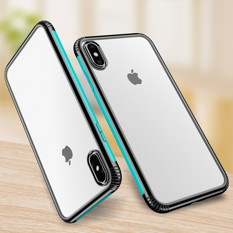 

Color-bar Clear PC and TPU Hybrid Shockproof Cover for iPhone XS Max 6.5 inch - Blue, iPhone XS Max