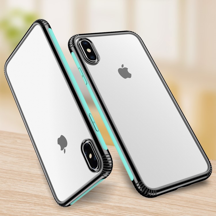 

Color-bar Clear PC and TPU Hybrid Casing for iPhone XS Max 6.5 inch - Cyan, iPhone XS Max