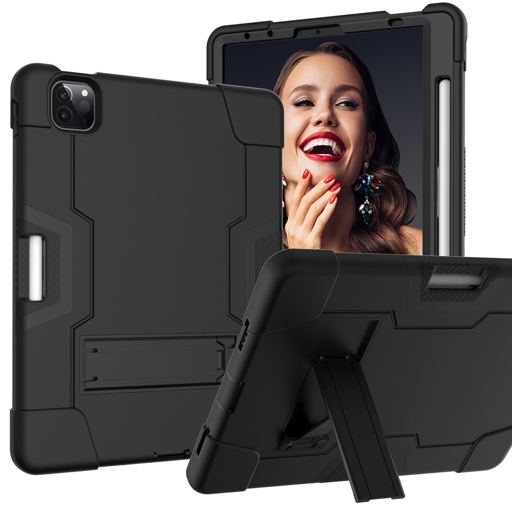Carcasa Híbrida De TPU + PC A Prueba De Golpes Con Pie De Apoyo Para Ipad Pro De 11 Pulgadas (2018) - Todo Negro-1