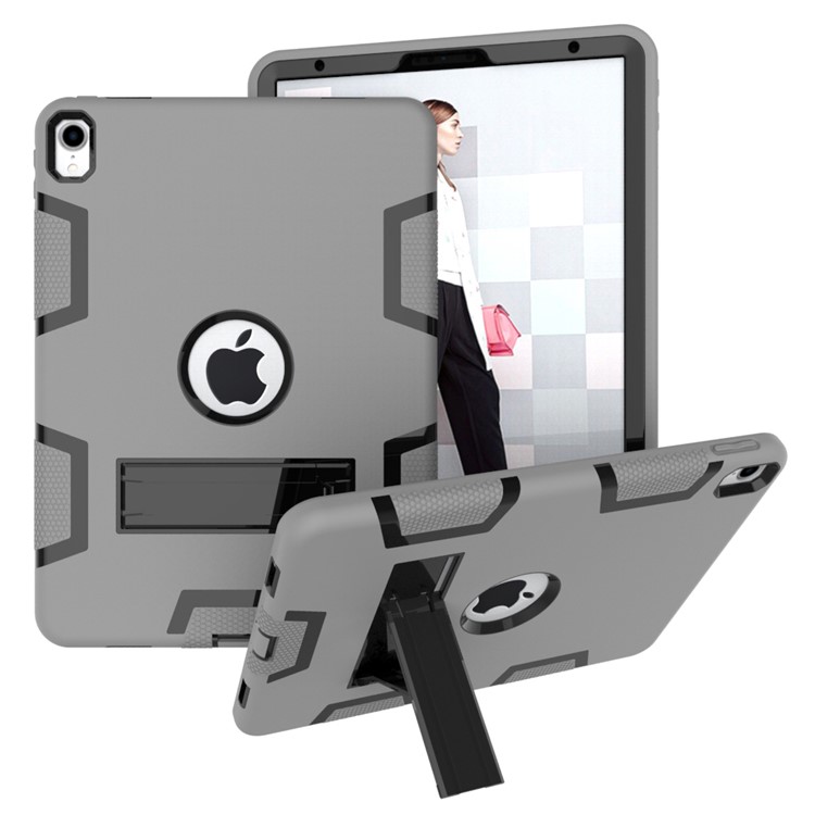 

Ударопоглощающий TPU + ПК Комбинированный Корпус С Подставкой Для Ipad Pro 11 Дюймов (2018) - Серый / Черный, iPad Pro 11-inch (2018)