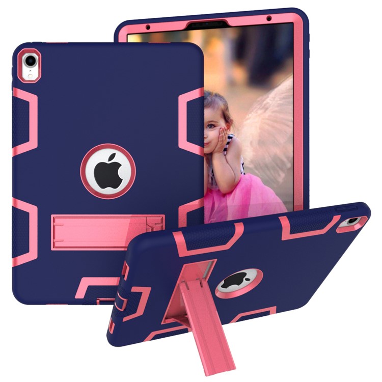 

Амортизирующая Оболочка TPU + PC С Задней Крышкой С Подставкой Для Ipad Pro 11 Дюймов (2018) - Темно-синий / Роза, iPad Pro 11-inch (2018)