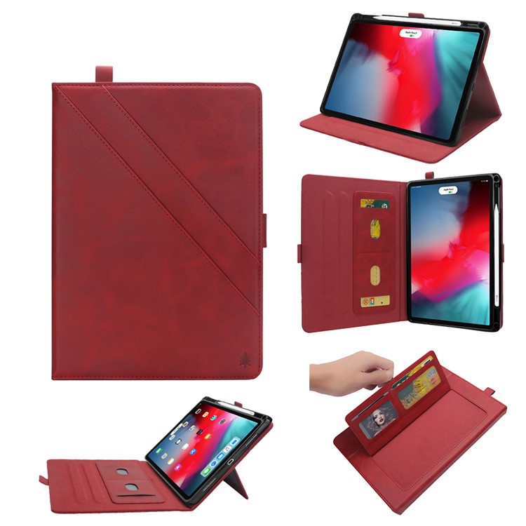 

Кожаный Чехол На Несколько Слотов С Гнездом Для Стилуса Для Ipad Pro 11 Дюймов (2018) - Красный, iPad Pro 11-inch (2018)