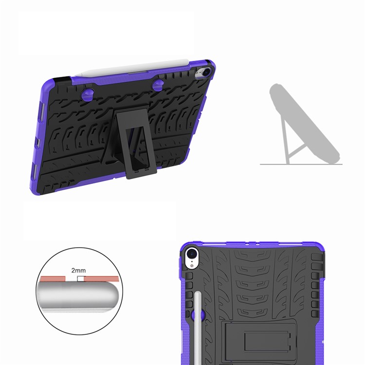 Cool Tyre Kickstand PC + TPU Combo Case Shell with Pen Slot for iPad Pro 11-inch (2018) - Purple-10