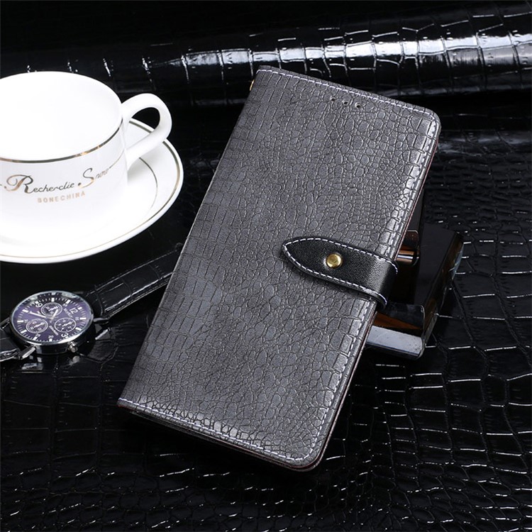 

IDEWEI Crocodile Texture Leather Stand Mobile Shell with Card Slots for iPhone XS 5.8 inch - Grey, iPhone Xs