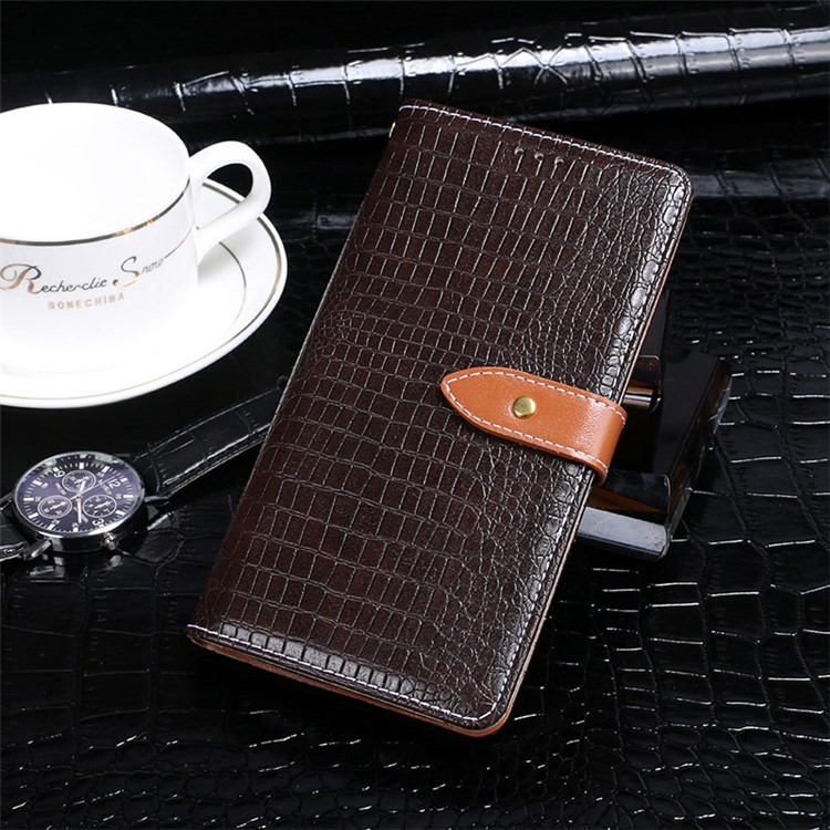 

IDEWEI Crocodile Texture Leather Stand Accessory Phone Shell with Card Slots for iPhone XS 5.8 inch - Coffee, iPhone Xs