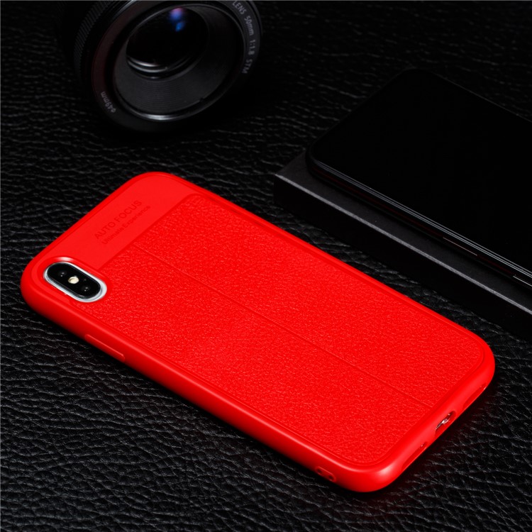 

2-in-1 All-wrapped Litchi Texture Flexible TPU Cover for iPhone XS Max 6.5 inch - Red, iPhone XS Max