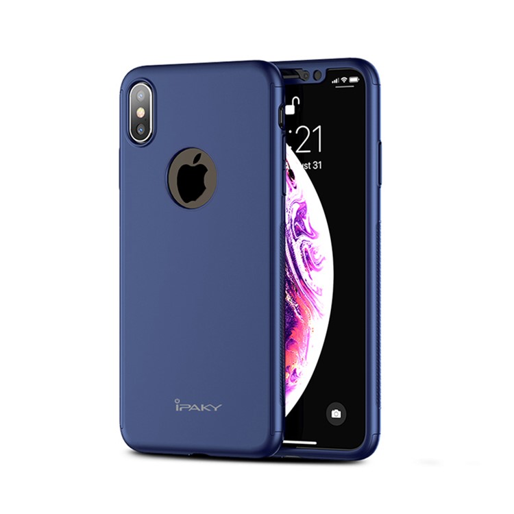Ipaky прорезиненная 360-градусная полная защита жесткого телефона для iphone xs макс 6,5 дюйма - синий