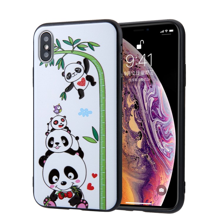 

Чехол Для Мобильного Телефона PC + TPU С Тиснением Для Iphone XS Max 6,5 Дюймов - Панды И Сердца, iPhone XS Max