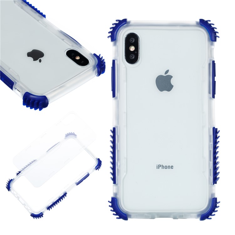 

For iPhone XS Max 6.5 inch [Shockproof] [Anti-slip] TPU + Clear Acrylic Protection Case - Transparent / Blue, iPhone XS Max 6.5 inch