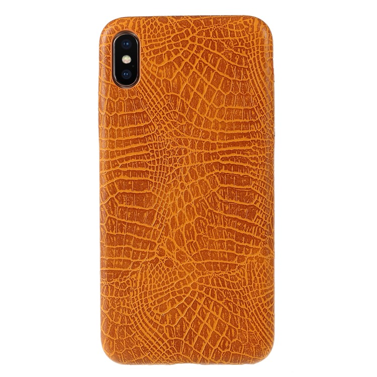 

For iPhone XS Max 6.5 inch [Crocodile Texture] PU Leather Coated PC Cell Phone Case - Brown, iPhone XS Max