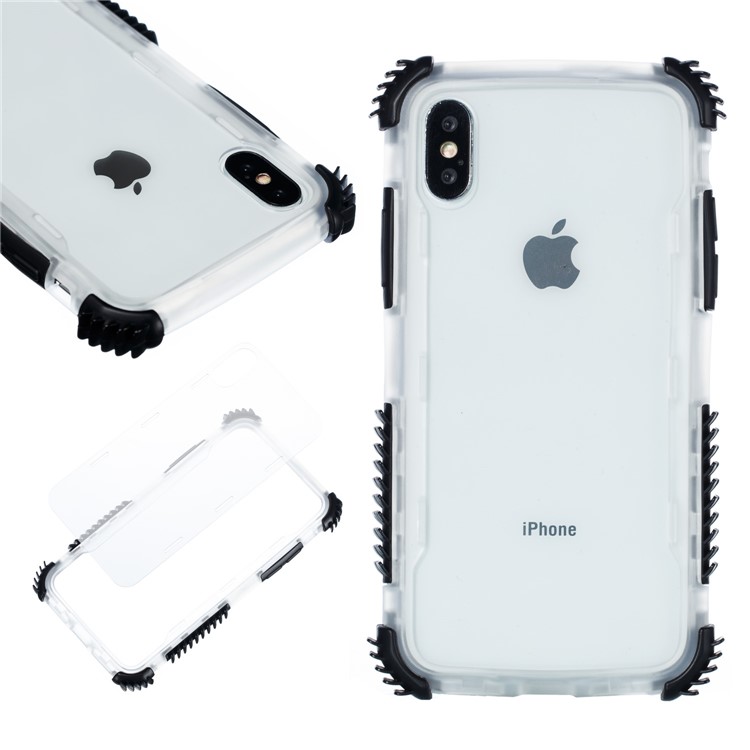 

Shockproof Anti-slip TPU + Clear Acrylic Hybrid Casing for iPhone XS/X 5.8 inch - Transparent / Black, iPhone Xs