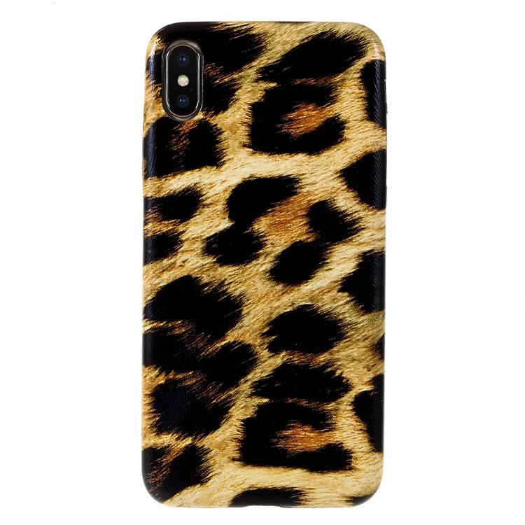 

For iPhone XR 6.1 inch [Leopard Texture] PU Leather Coated PC Mobile Casing - Brown, iPhone XS Max 6.5 inch