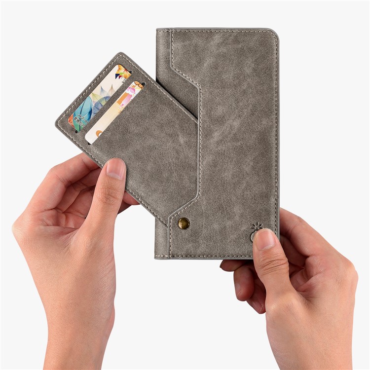 

MUSUBO Auto-absorbed Leather Stand Cellphone Cover for iPhone XS 5.8 inch - Grey, iPhone Xs