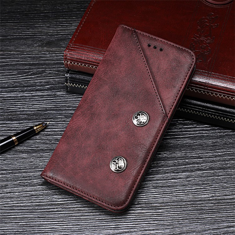 

Кожаный Чехол-подставка IDEWEI В Винтажном Стиле Для IPhone XS 5,8 Дюйма - Красный, iPhone Xs