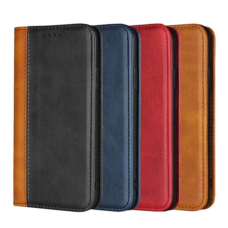 Bi-colour Splicing Magnetic Case Stand Leather Wallet Case for iPhone X - Black-8