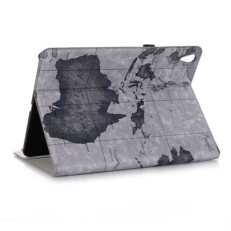 Map Pattern Stand Wallet Leather Smart Protection Case for iPad Pro 11-inch (2018) - Grey-3